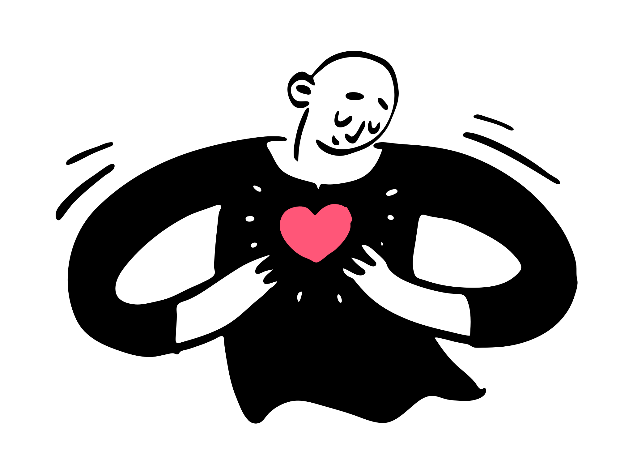 Hand-drawn illustration of a person holding a heart